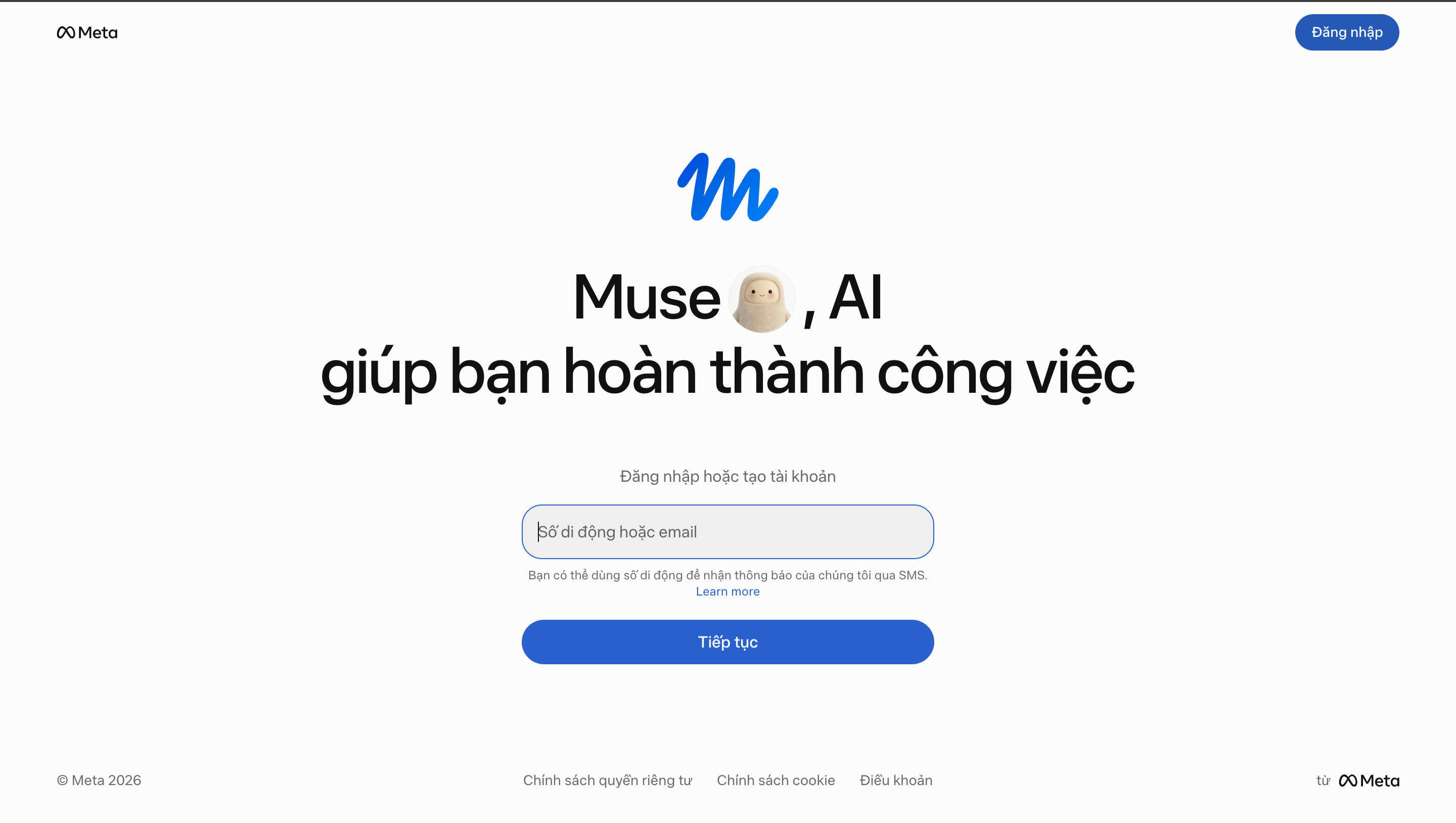 Bước 3: Mở trang chủ Muse AI và nhập email để tạo tài khoản
